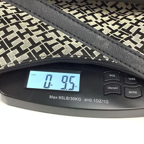 Tommy Hilfiger Monogram Canvas Shoulder Bag Hobo Handbag Purse Black Tan Logo - Picture 12 of 12